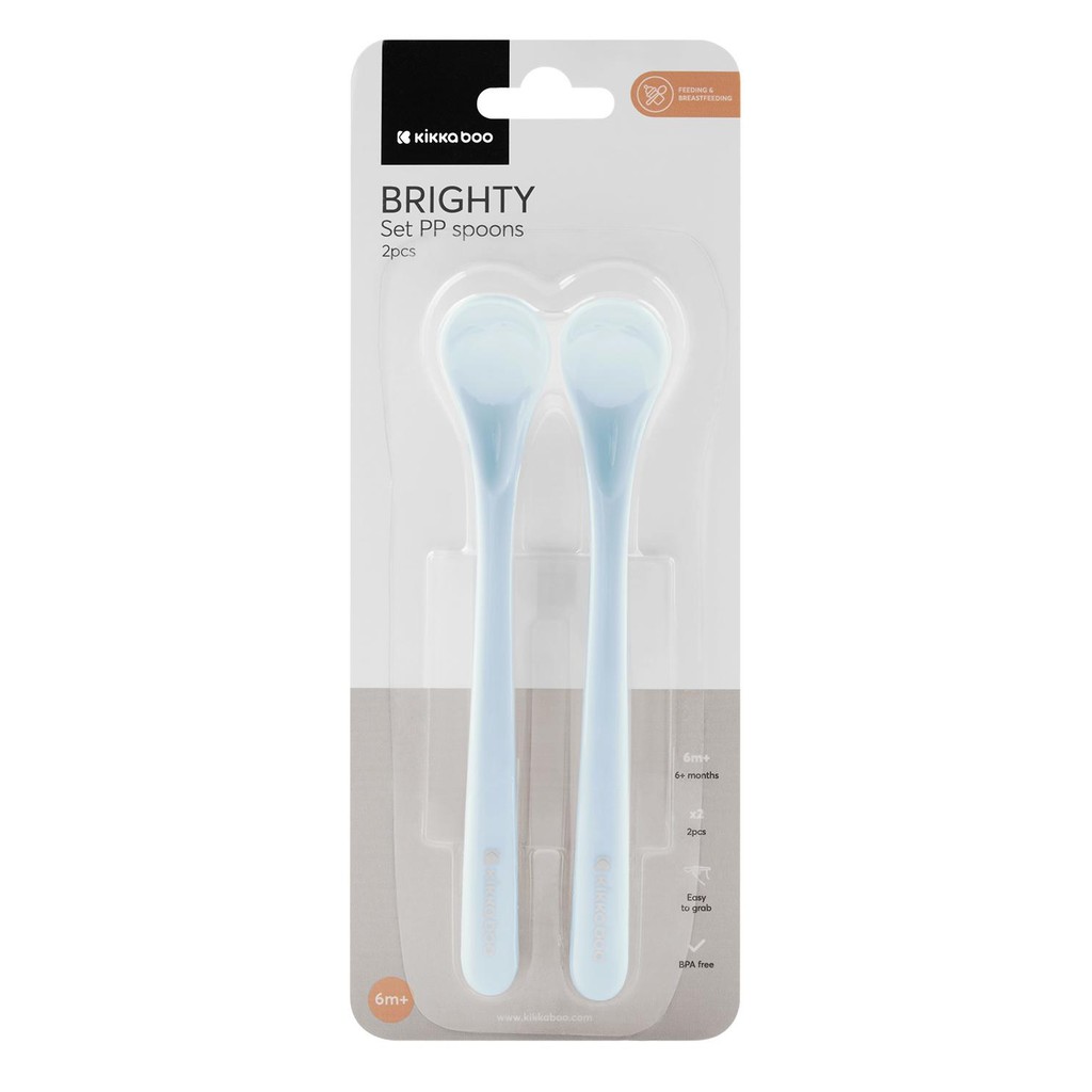 Colher de Silicone 2pcs Brighty Blue KikkaBoo em Oferta na Shopee