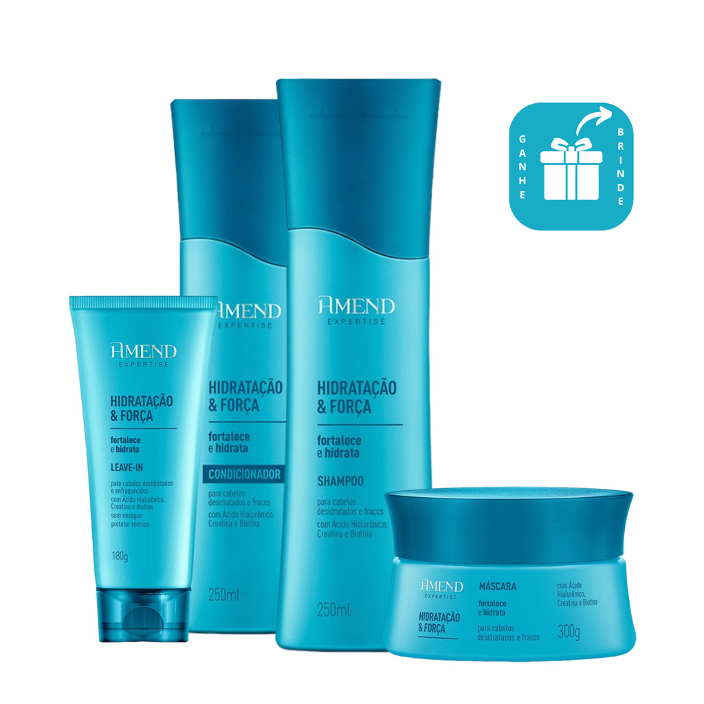 Amend Kit Hidratação e Força Shampoo, Condicionador, Máscara e Leave-in