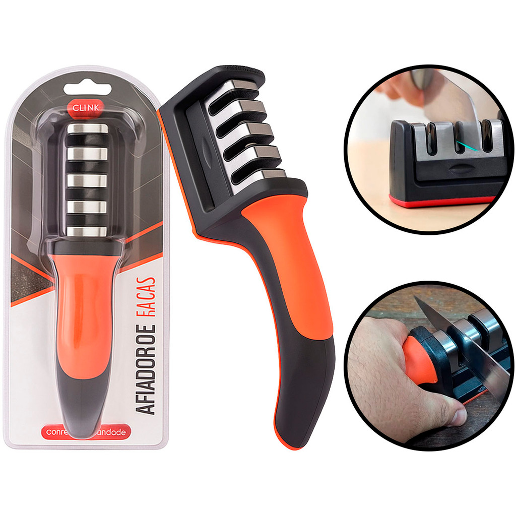 Amolador Manual De Facas Tesouras Afiador Aço Inox Profissional Quatro Lâminas Clink	 em Oferta na Shopee