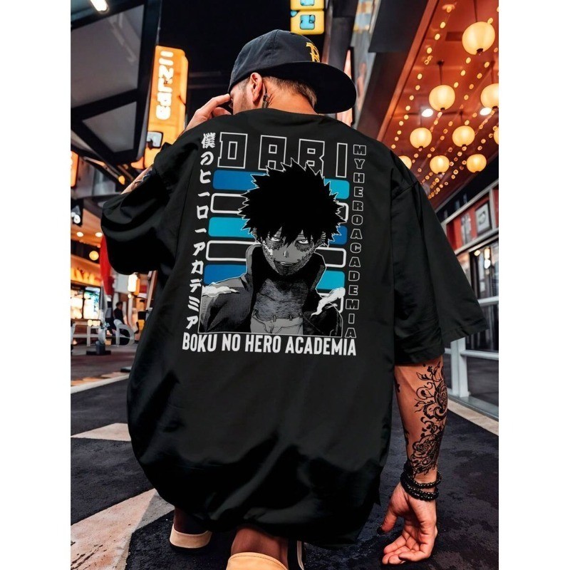 Camiseta Streetwear Boku Hero Dabi Toya Shoto Todoroki Camisa Personagem My Hero Academia