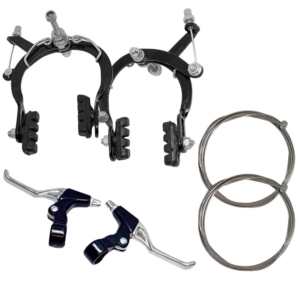 Kit Freio Ferradura Aço+Manete de Aluminio+Cabos de Freio