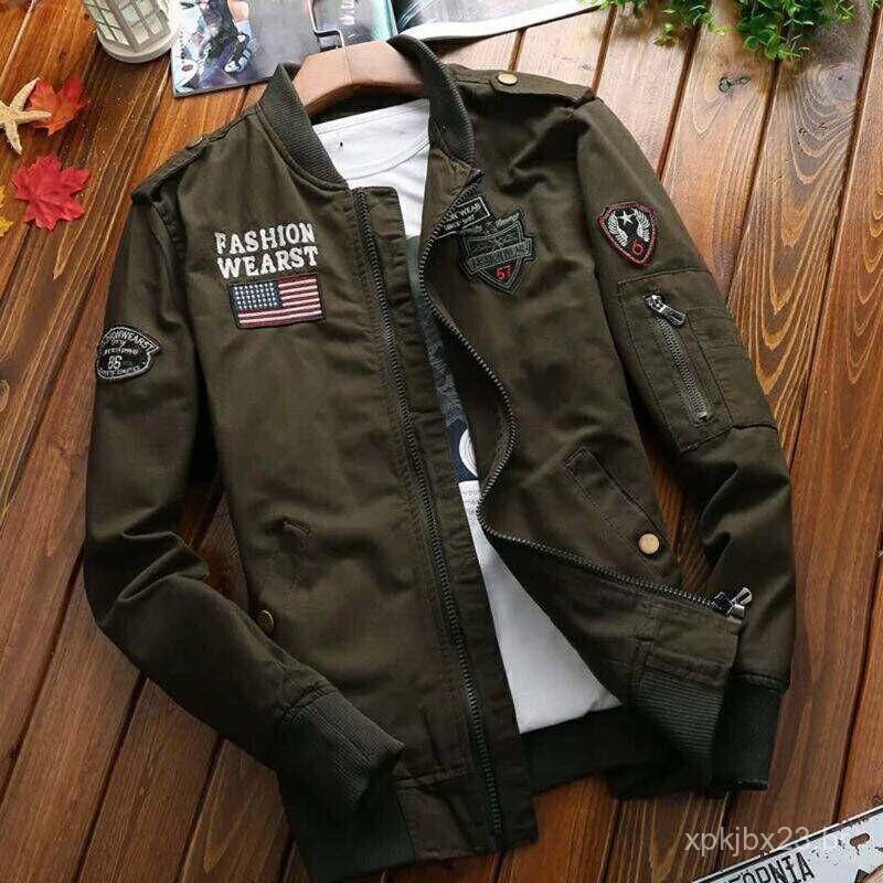 Nova Roupas Masculinas Americanas Retro Jaqueta Bomber Masculina de Outono e Inverno Uniforme Militar Moda Top HPP9