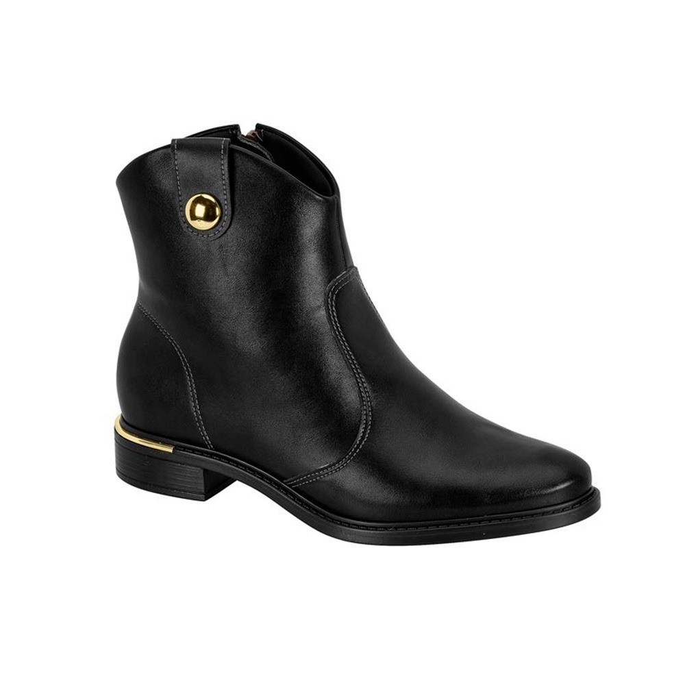 Bota Coturno Feminina Vizzano Chelsea Salto Baixo Cano Curto Western Conforto Ziper Lateral