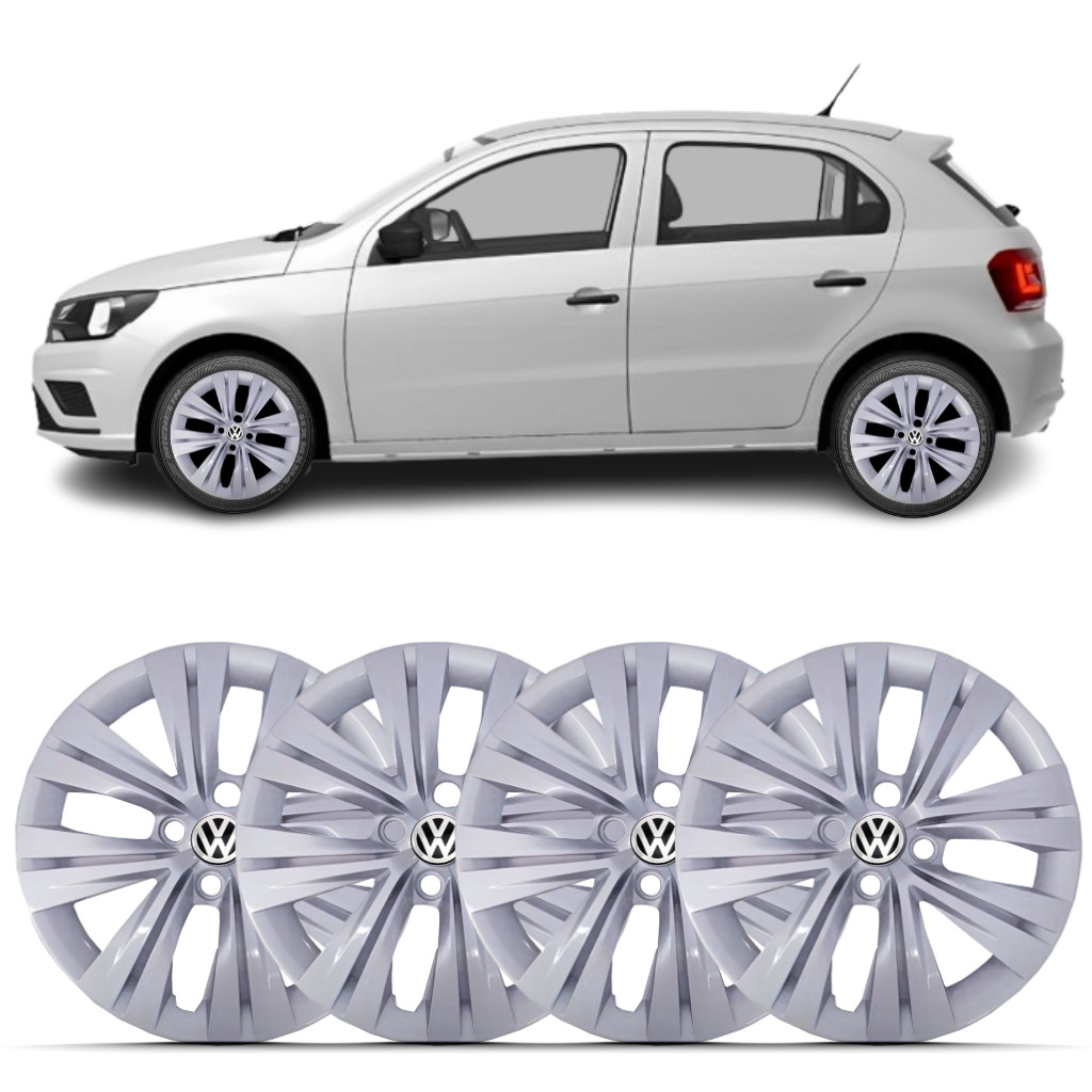 Kit 4 Calota Aro 15 Gol Voyage Saveiro 2023 Com Emblema em Oferta na Shopee
