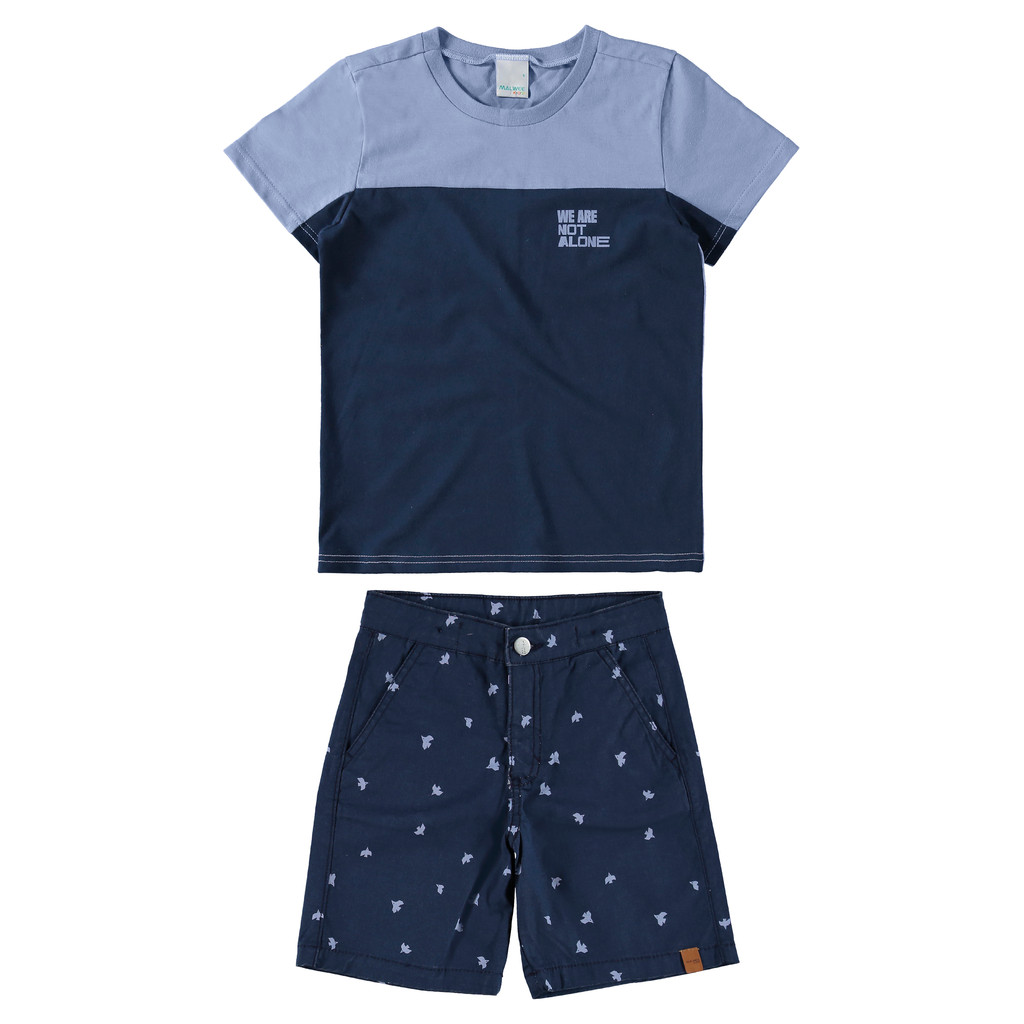 Conjunto Juvenil Malwee Camiseta E Bermuda Sarja Masculino Malwee Kids