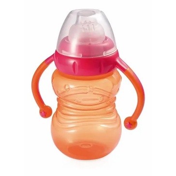 Copo Treinamento Antivazamento Bico Silicone 275 Ml Rosa/Laranja  6m+ Multikids BB020