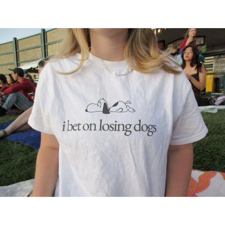 [Camiseta Premium Algodão Puro]LA Plus I Bet on Losing Dogs T-shirt, Mitski Shirt, Mitski Fan Tee, Indie Music Lover Shi em Oferta na Shopee