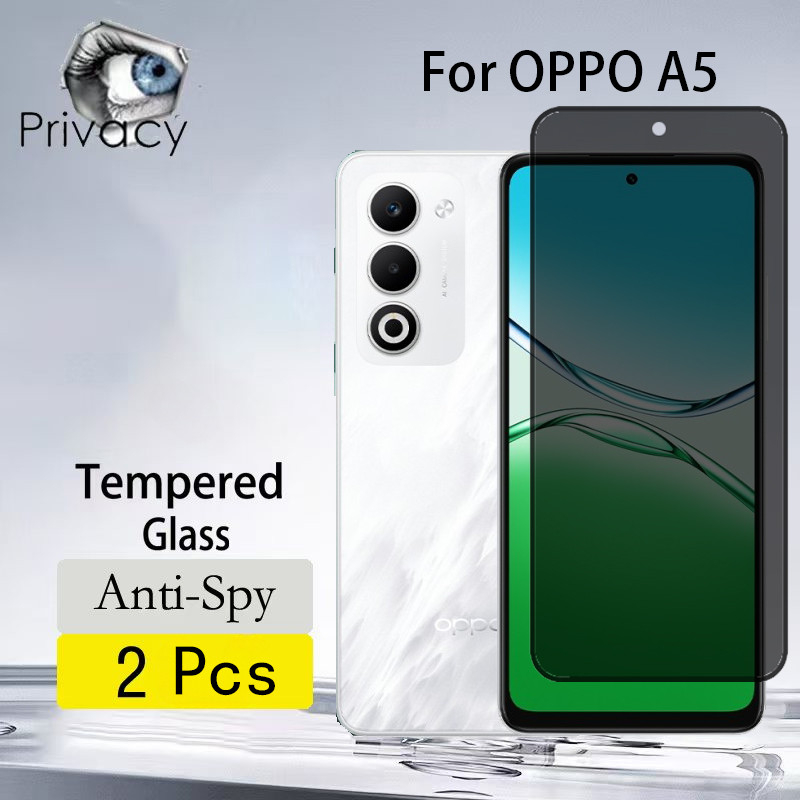 2 Pçs Película OPPO A5 5G Protetor De Tela De Vidro Temperado Anti-Espionagem Para OPPO A60 A5 A5X A3X A3 Pro Reno 12F