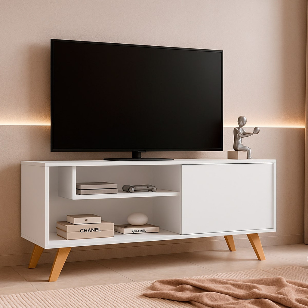 Rack Para Tv Para Sala, Estante Moderno Com Prateleiras Heitor Mobishop para até 50 Polega...
