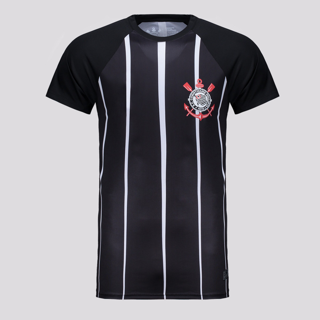 Camisa Corinthians Classic Listrada Preta em Oferta na Shopee