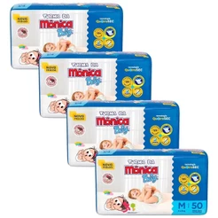 Kit 4 Fraldas Turma da Mônica Baby Mega M com 50un cada