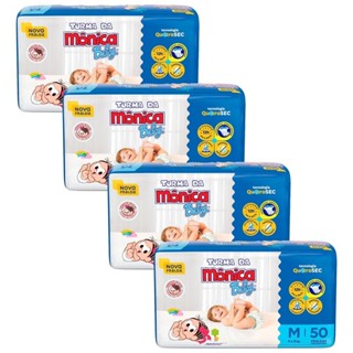 Kit 4 Fraldas Turma da Mônica Baby Mega M com 50un cada em Oferta na Shopee