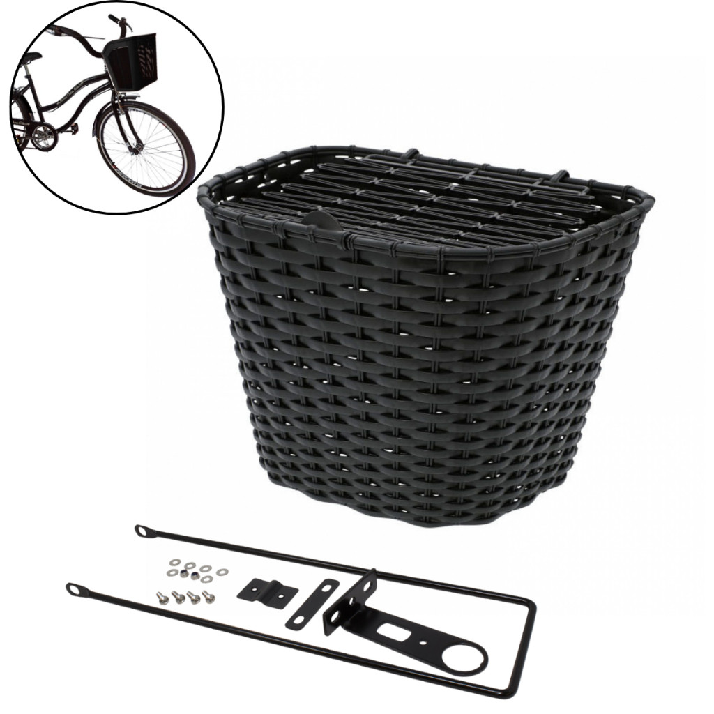 Cesta Cestinha Com Tampa de Plástico para Bicicleta Bike Aro 24 e 26 Grande Preta Resistente Reforçada em Oferta na Shopee