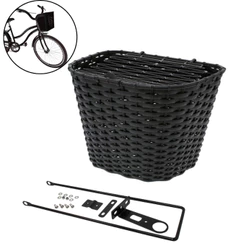 Cesta Cestinha Com Tampa de Plástico para Bicicleta Bike Aro 24 e 26 Grande Preta Resistente Reforçada