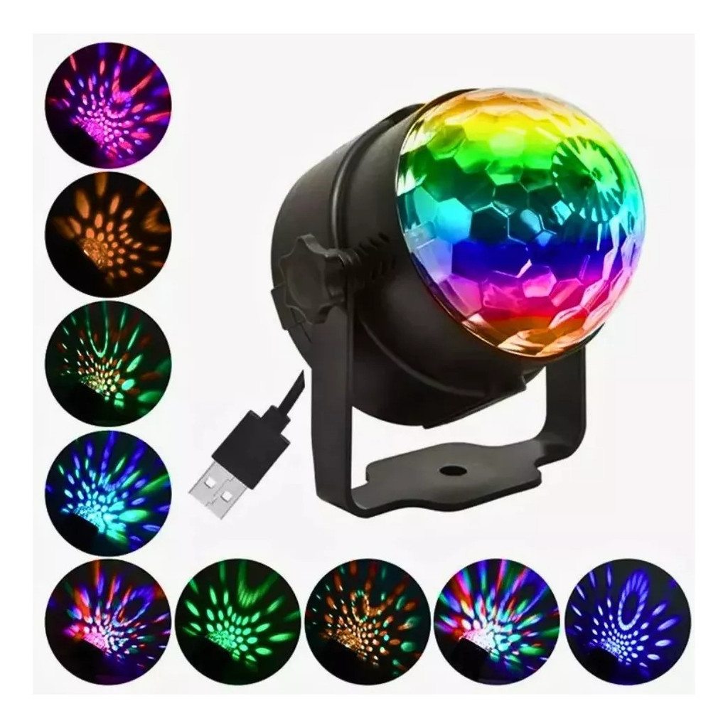 Bola Maluca Mini Globo Luz Led Rgb Para Carro Casa Festa LEY2146
