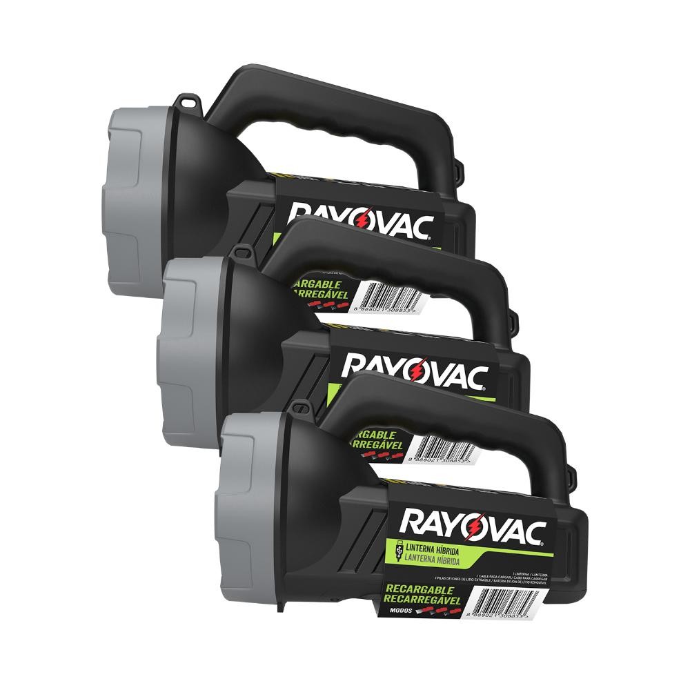 3 LANTERNA RAYOVAC HIBRIDA USB  BIG 100 LUMENS