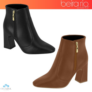 Bota Beira Rio Feminina Salto Médio Zíper Fashion Estilo em Oferta na Shopee