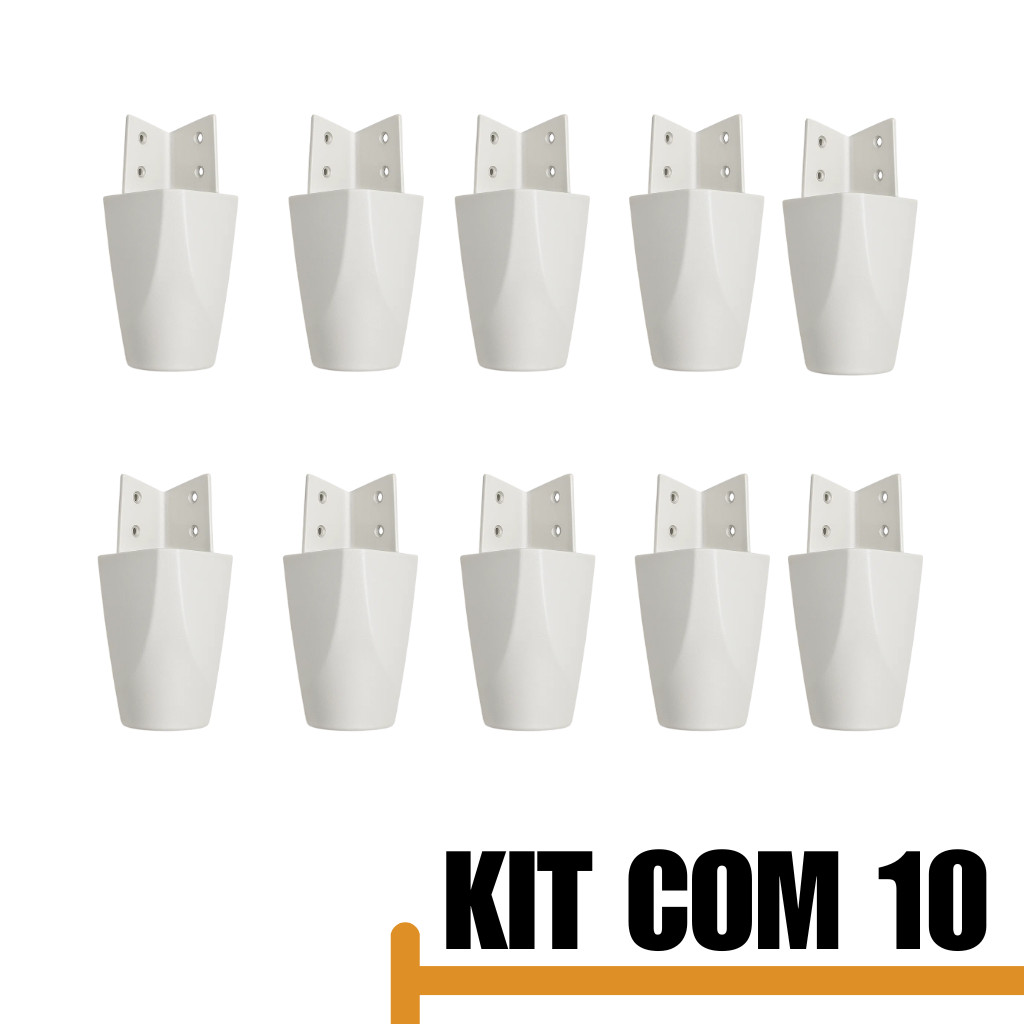Kit Com 10 Pés Para Multiusos Móveis e Guarda-Roupas em Plástico Resistente - Branco em Oferta na Shopee