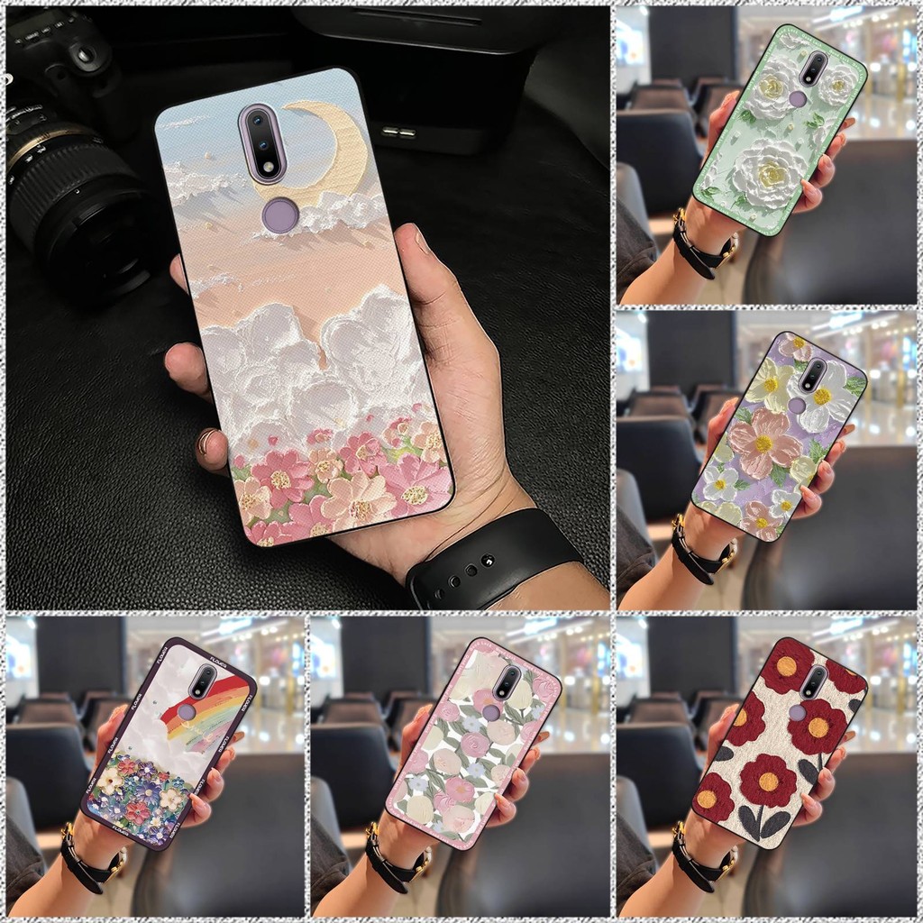 Capa Protetora À Prova D'água Para Nokia 2.4 Pintura A Óleo Design De Moda Anti-knock TPU Envoltório Completo Macia Bols