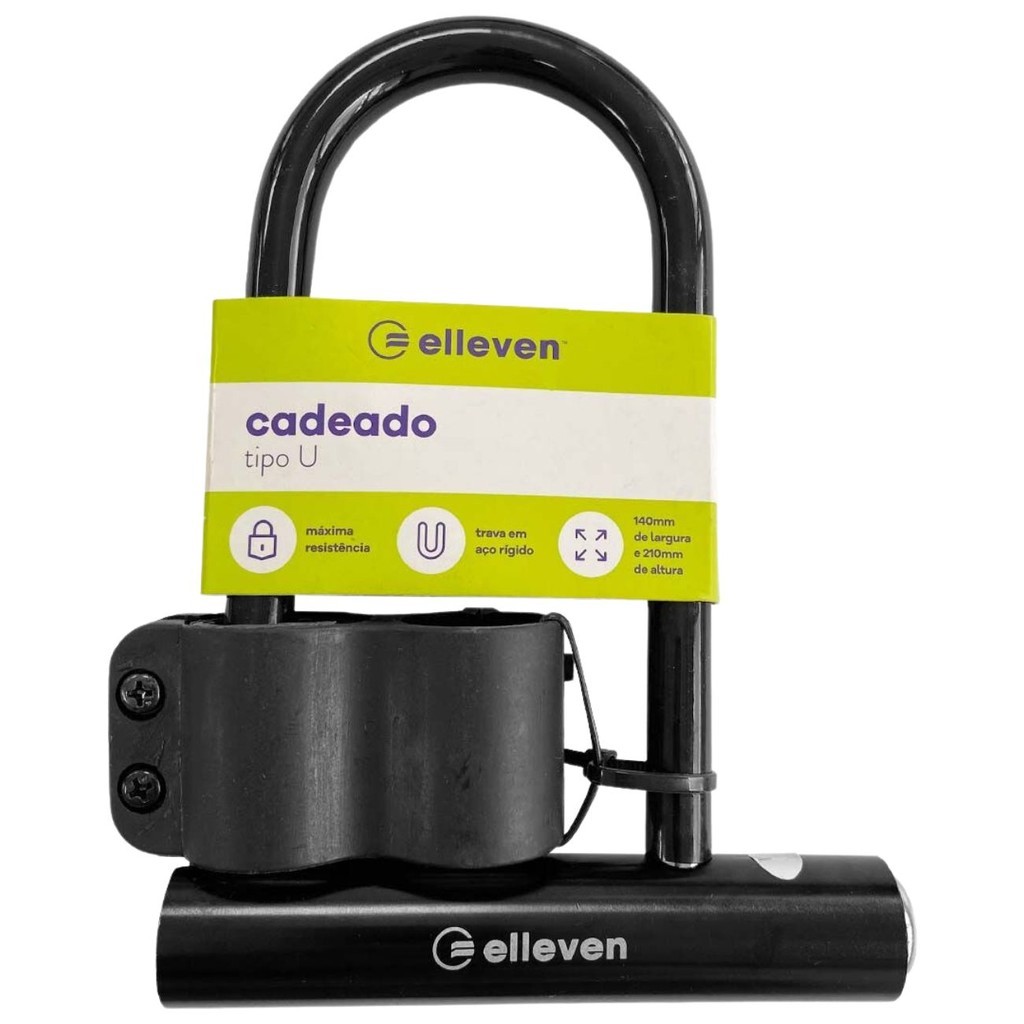 Cadeado Bike Bicicleta U Lock Trava Chave 21 X 14cm Elleven