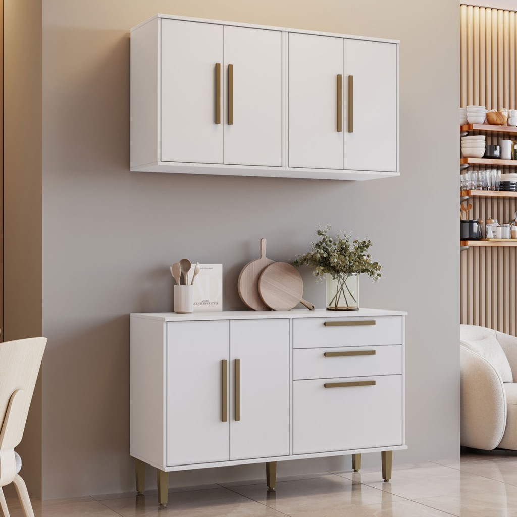 Cozinha Compacta Lorena 7 Portas 3 Gavetas - Kaiki Móveis em Oferta na Shopee