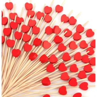 Palito em Bambu para Petiscos com Detalhe Coração – 20 Unidades em Oferta na Shopee