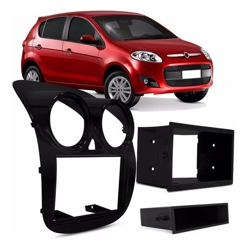 Moldura Painel 2 DIN 1 DIN BLACK PIANO FIAT Novo Palio 2013