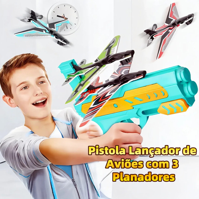 MEDOOSI ​​Pistola Lançador de Aviões com 3 Planadores Coloridos Espuma Brinquedo Ar Livre para Crianças / Infantil