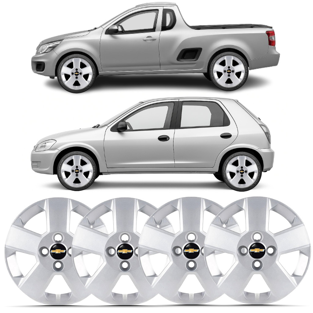 Kit 4 Calota Aro 14 Celta Prisma Montana 2011 á 2017 Emblema em Oferta na Shopee