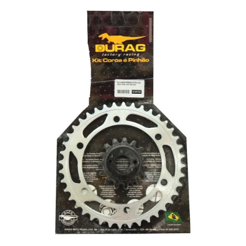 KIT COROA E PINHÃO DURAG HONDA FALCON 400 00-08 15/40 520 AÇO 1045