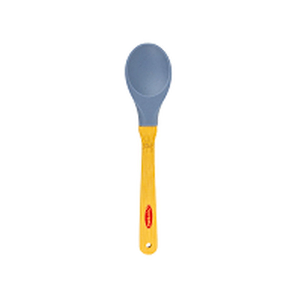 Colher Silicone Cabo Bambu 27cm Azul Utensílio Cozinha Alumínio Oliveira