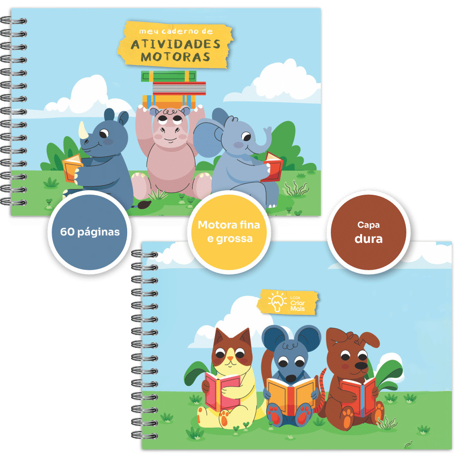 Caderno de Atividades Infantis Coordenação Motora Fina e Grossa com páginas de colorir