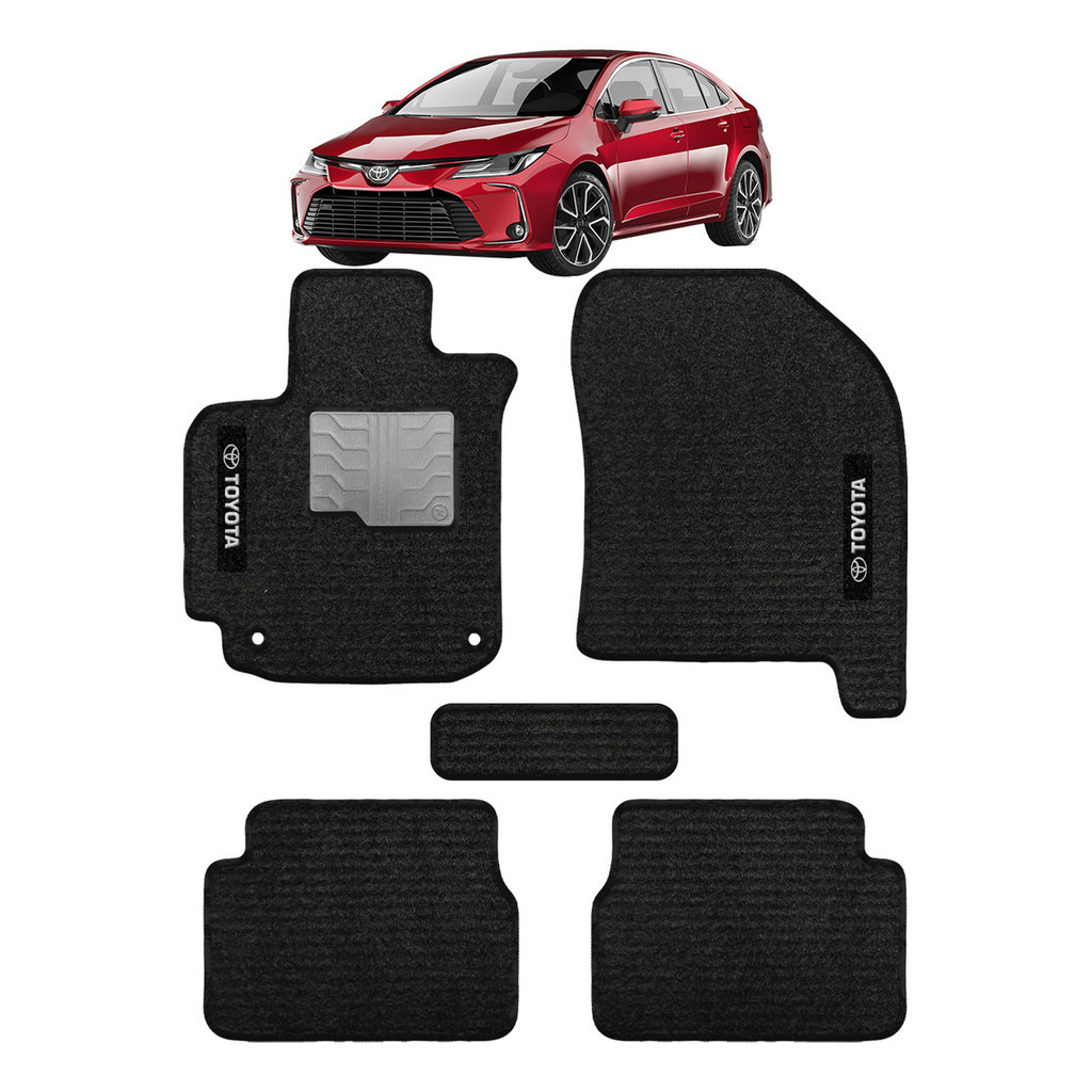Kit de tapetes 5 peças específico Corolla 2020 21 22 23 2024 Carpete Res-Preto