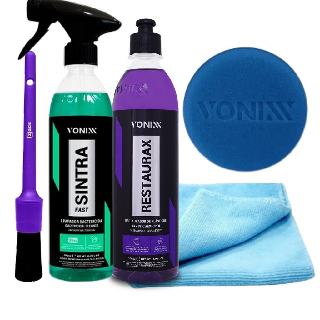 Kit Restaurax + Sintra Fast Vonixx 500ml Limpa e Restaura Plásticos