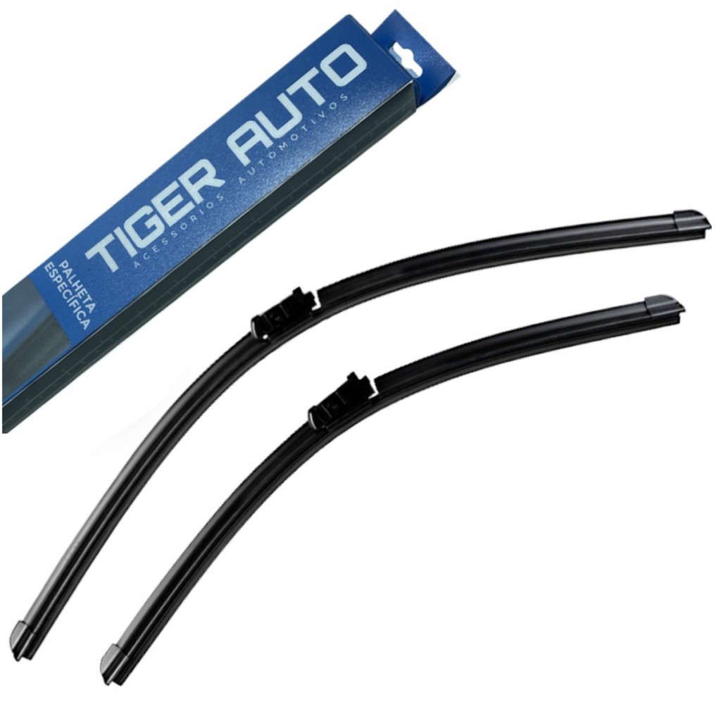 Par de Palhetas Específicas Silicone Limpador Parabrisa Dianteiro Tiger Auto Jetta 2007 Em Diante