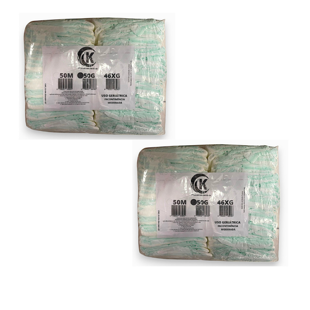 Kit 2 Fraldas Descartaveis Geriatrica Adulto Segunda Linha Incontinencia Moderada - M ao XG