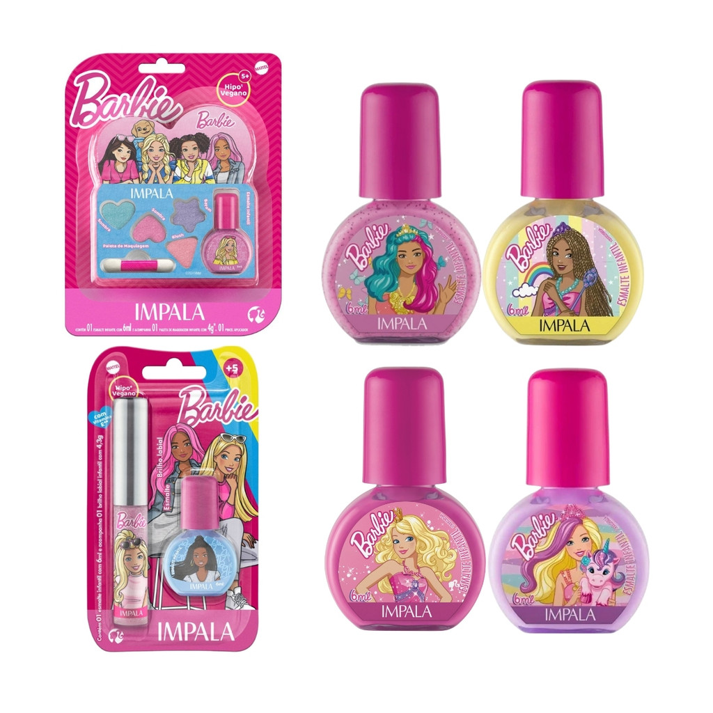 Kit Esmalte Impala Kids Maquiagem Gloss Tutti-Frutti Barbie