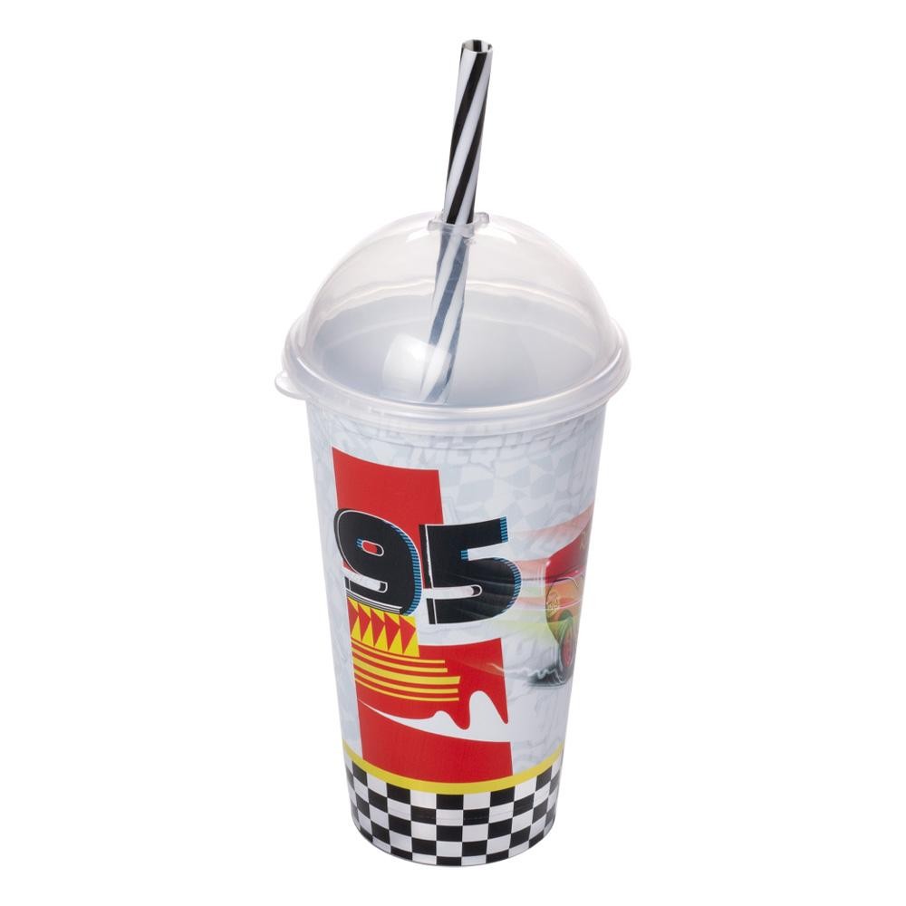 Copo Carros Mc Queen Canudo Shake Plástico 500 ml Plasútil em Oferta na Shopee