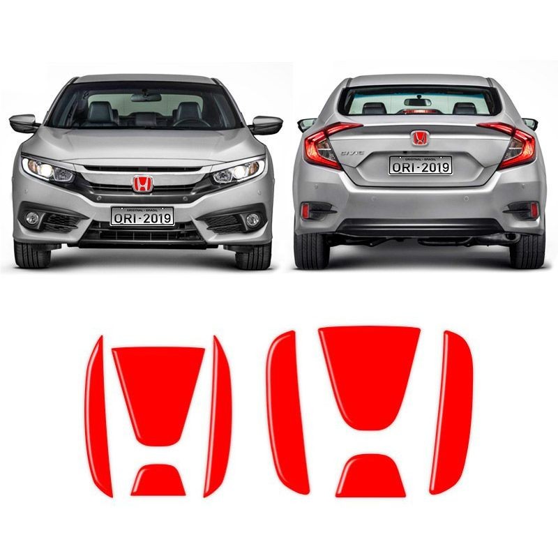 Emblema Para Civic G10 17/19 Vermelho Traseiro E Frontal em Oferta na Shopee