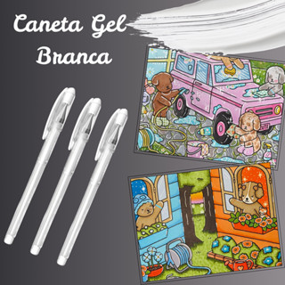 Caneta Gel Branca 0.6mm Traço Fino Colorir Iluminar Detalhes Desenho Pintura em Oferta na Shopee
