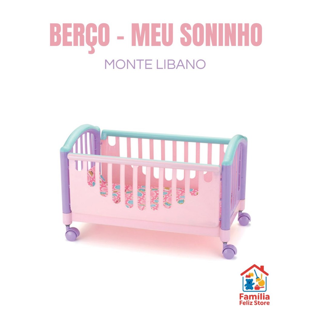Berço para Bonecas Meu Soninho na cor rosa em Oferta na Shopee