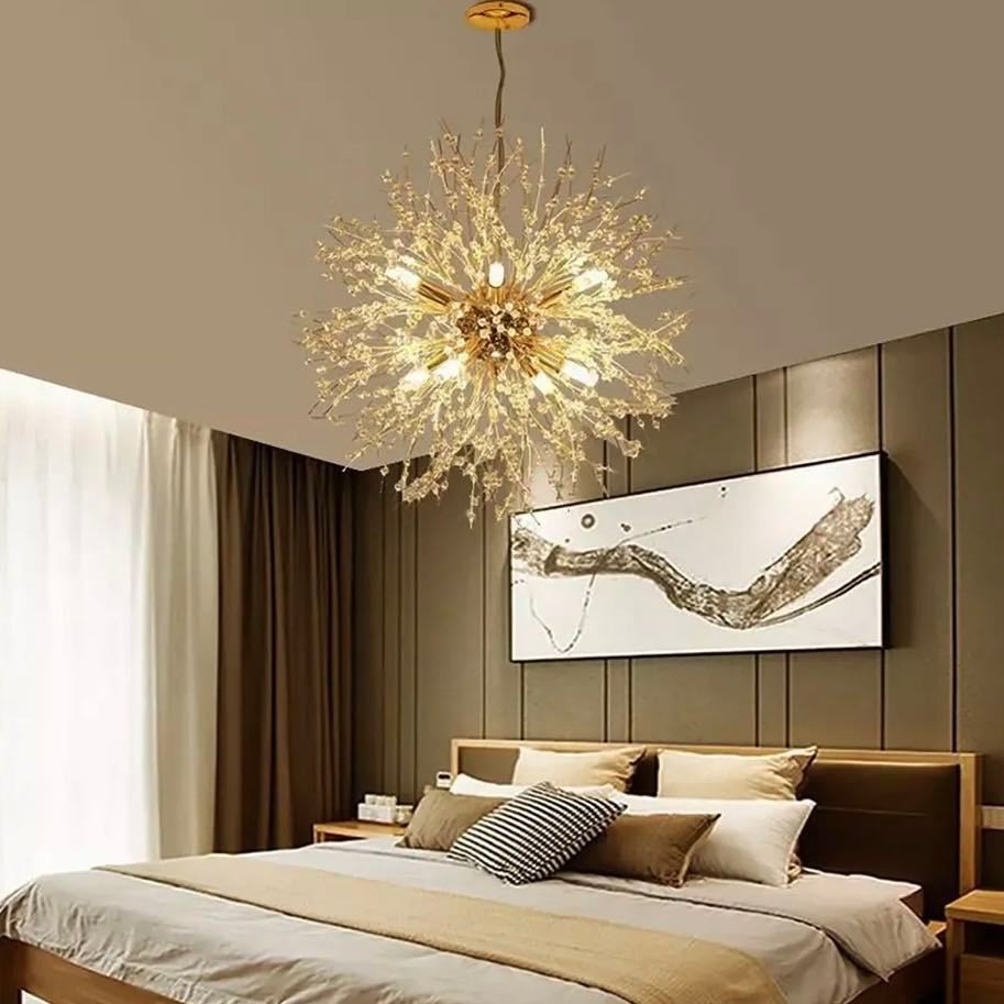 Lustre Pendente Cristal Dente De Leão 45cm 55cm+ 8 Lâmpadas G9