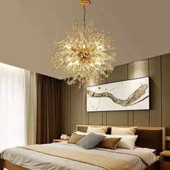Lustre Pendente Cristal Dente De Leão 50cm 60cm+ 9 Lâmpadas G9