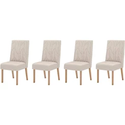 Cadeira Sala de Jantar Eloá Kit 4 Un Nature/Suede Light Linho - Henn