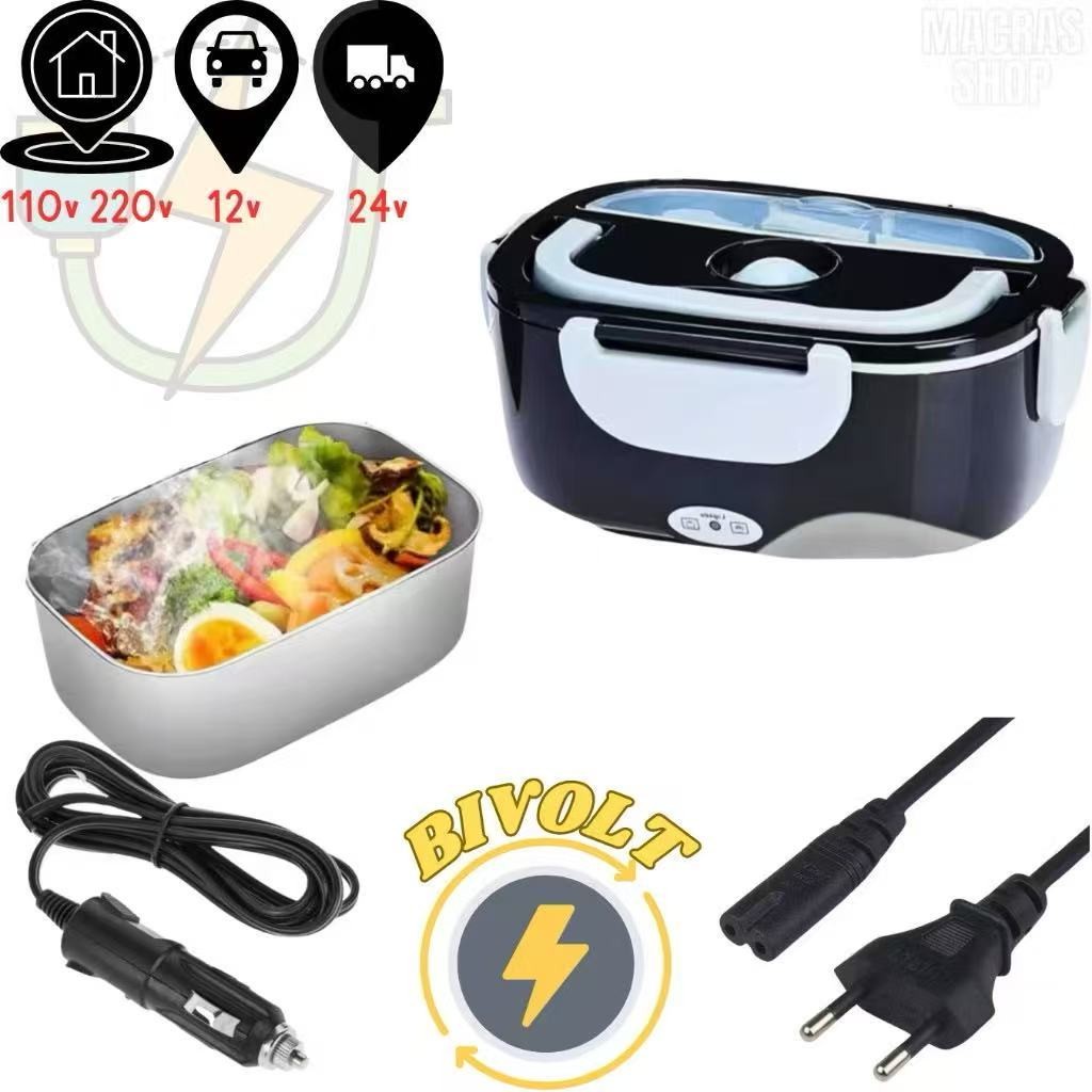 Marmita Elétrica Veicular Bivolt - 110V/220V e 12V/24V vem com 2 cabos