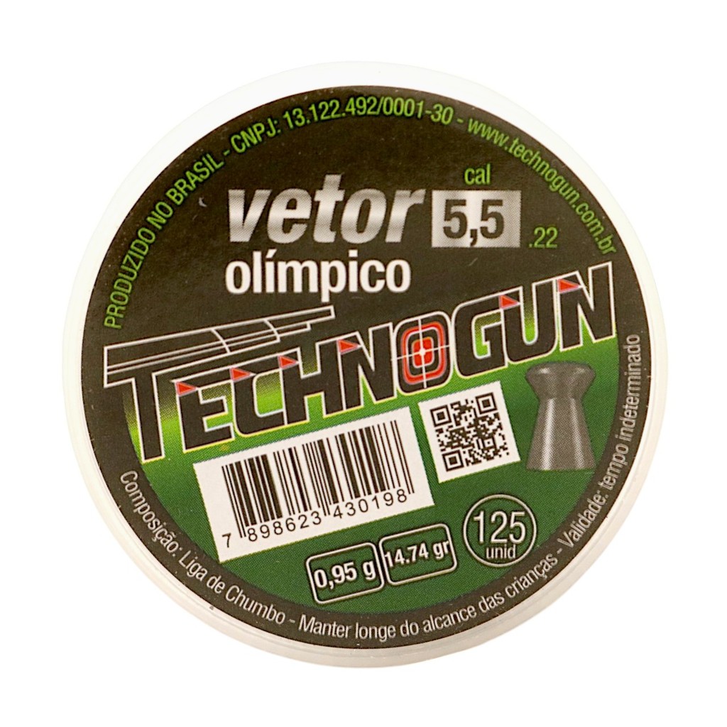 Chumbinho Technogun Vetor Olímpico Cal. 5.5mm - 125un em Oferta na Shopee