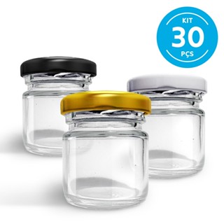 KIT c/30 Potes de Vidro 40ml p/Geleias, Doces, Conservas, Temperos, Compotas em Oferta na Shopee