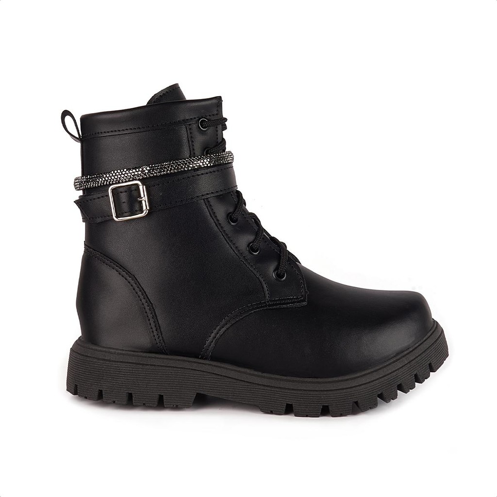 Bota Coturno Tratorado Infantil Tira de Strass Menina Fashion