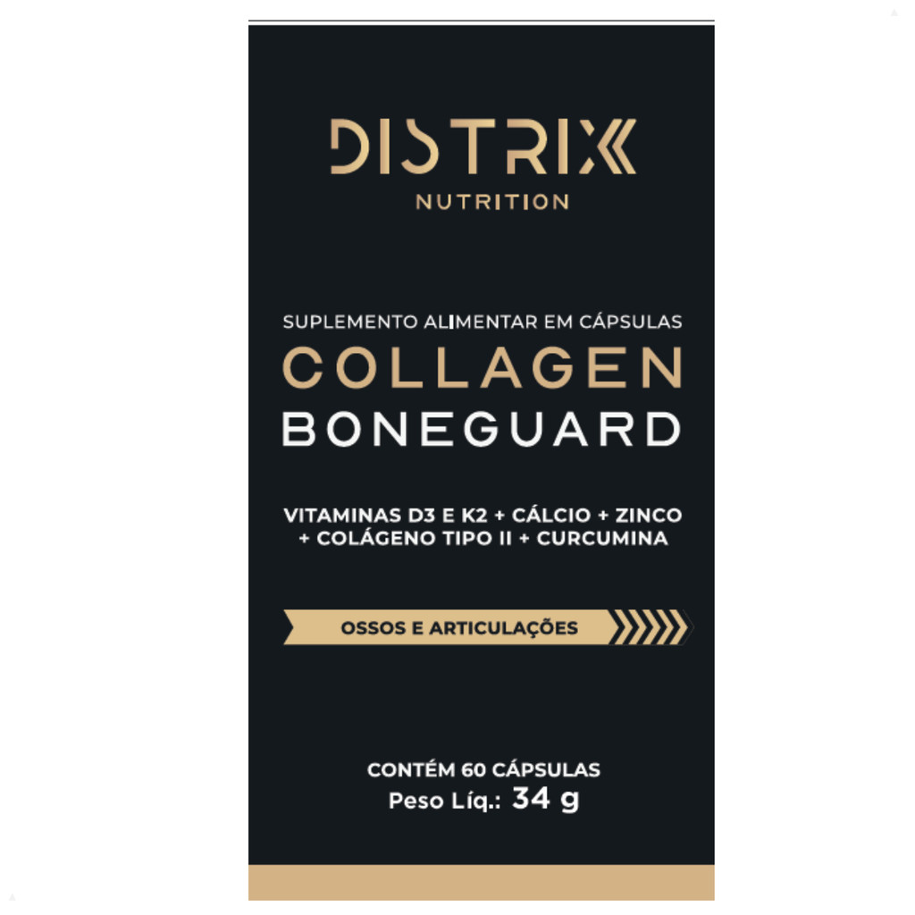 Suplemento Completo Ossos e Articulações BoneGuard - D3 2000 UI K2 Colágeno Tipo 2 MSM Curcumina Cálcio Magnésio Distrix