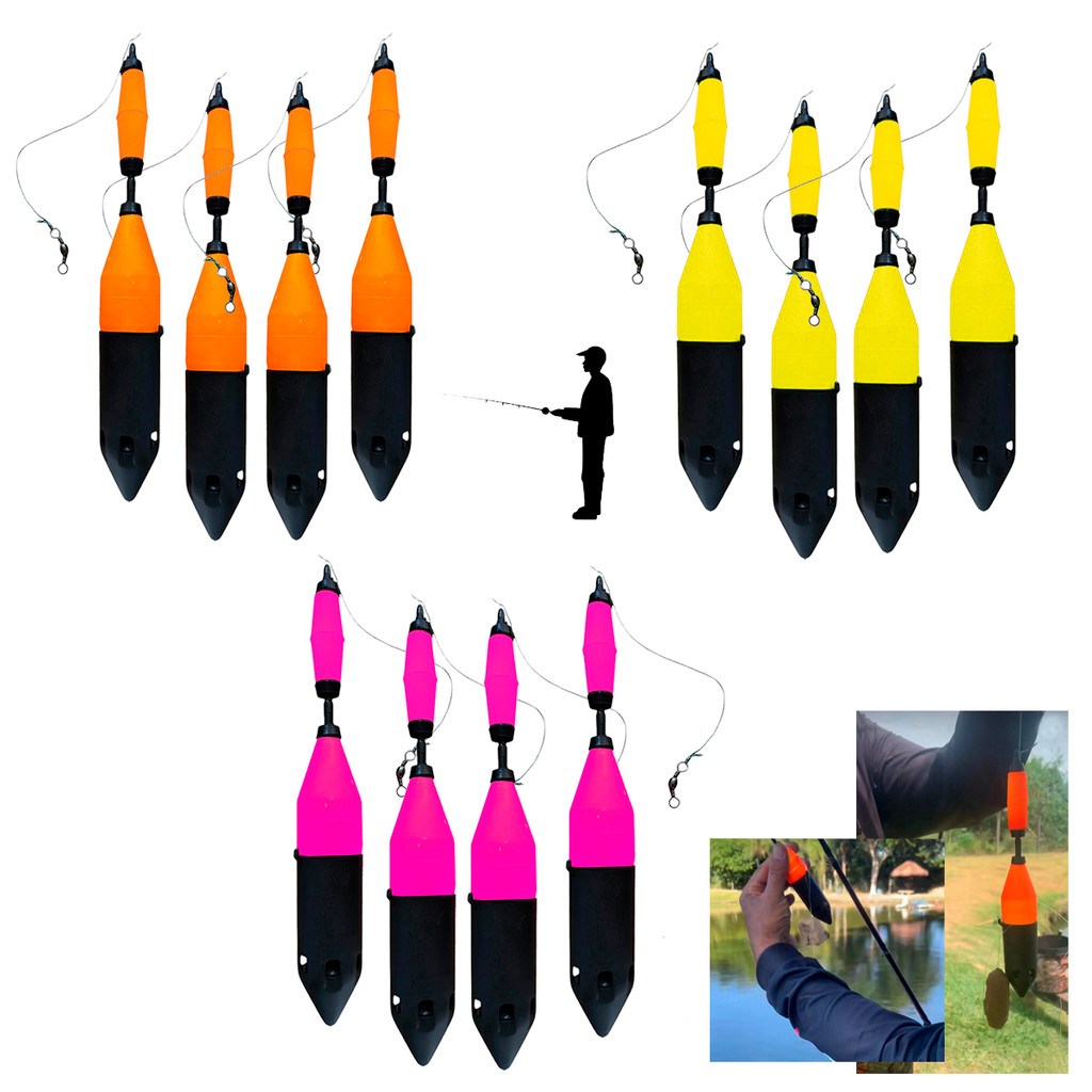 4 BOIA DE PESCA CEVADEIRA KIT PESQUEIRO COPO RAÇÃO CHUMBADA 45G TUCUNARE PESQUEIRO